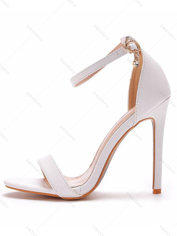Buckle Strap Stiletto High Heel Open Pointed Toe Elegance Sandals - Blanc EU 43