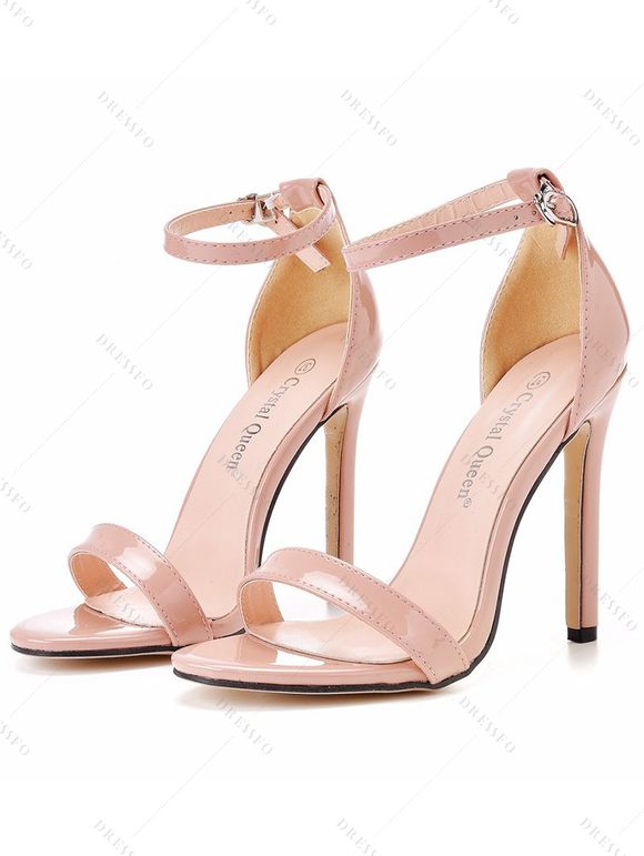 Buckle Strap Stiletto High Heel Open Pointed Toe Elegance Sandals - Abricot EU 43