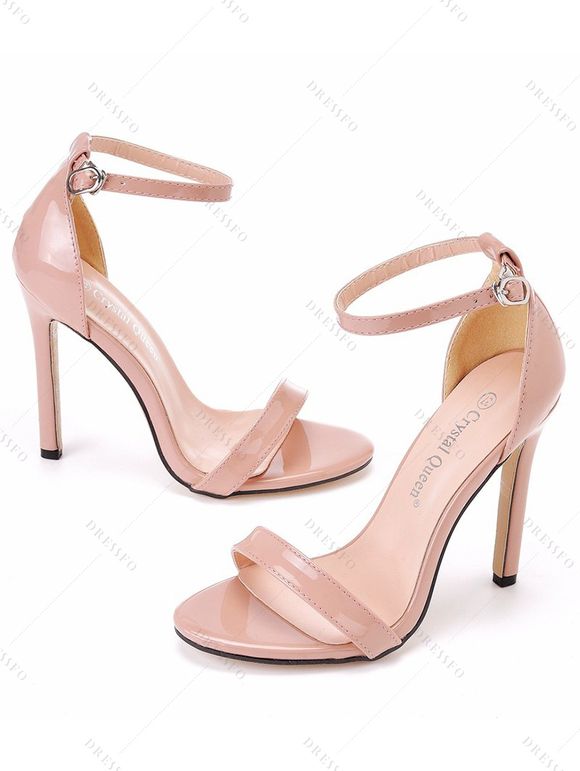Buckle Strap Stiletto High Heel Open Pointed Toe Elegance Sandals - Abricot EU 43