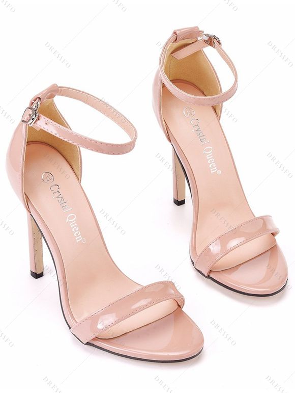 Buckle Strap Stiletto High Heel Open Pointed Toe Elegance Sandals - Abricot EU 43