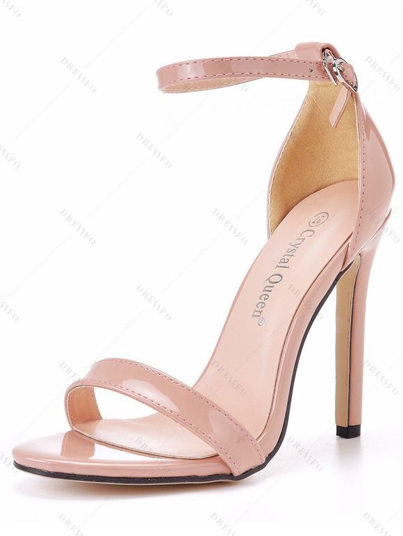 Buckle Strap Stiletto High Heel Open Pointed Toe Elegance Sandals - Abricot EU 43