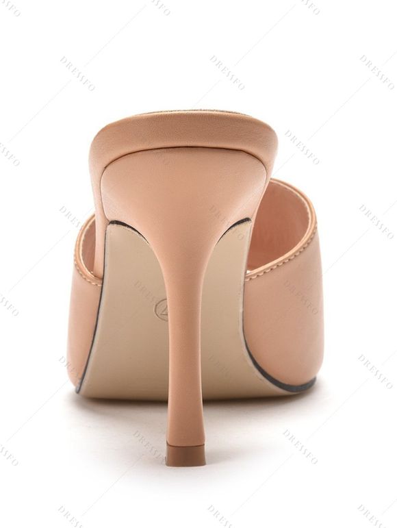 Solid Color Square Open Toe High Heel Slip On Casual Outdoor Sandals - café lumière EU 35