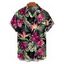Chemise hawaïenne à manches courtes et boutons pour homme, motif floral tropical et feuilles - Noir M