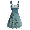 Robe de plage courte à volants et col en cœur, motif pieuvre, ceinture et buste froncé - Vert profond XXXXXL | US 20