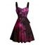 Robe de plage courte à volants et col en cœur, motif poulpe pailleté, ceinture et buste froncé - Rouge foncé XXXXXL | US 20