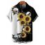 Chemise gothique à manches courtes et boutons pour homme, motif tête de mort et tournesol, couleur contrastée, style vacances - Noir 5XL