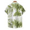 Chemise de plage à motif de feuilles tropicales pour homme, boutonnée, retroussée, manches courtes, style hawaïen - Vert clair 5XL