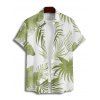 Chemise de plage à motif de feuilles tropicales pour homme, boutonnée, retroussée, manches courtes, style hawaïen - Vert clair 5XL