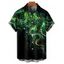 Chemise de vacances à motif poulpe pailleté pour homme, boutonnée, retroussée, manches courtes, pour la plage - Vert S