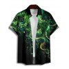 Chemise de vacances à motif poulpe pailleté pour homme, boutonnée, retroussée, manches courtes, pour la plage - Vert S