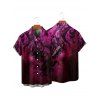 Chemise de vacances à motif poulpe pailleté pour homme, boutonnée, retroussée, manches courtes, pour la plage - Rouge foncé 5XL