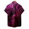 Chemise de vacances à motif poulpe pailleté pour homme, boutonnée, retroussée, manches courtes, pour la plage - Rouge foncé 5XL