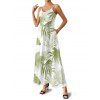 Robe hawaïenne à poches et motif feuilles tropicales, bretelles spaghetti, coupe trapèze, longue, débardeur de plage - Vert clair XXL | US 14