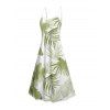 Robe hawaïenne à poches et motif feuilles tropicales, bretelles spaghetti, coupe trapèze, longue, débardeur de plage - Vert clair XXL | US 14