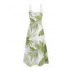 Robe hawaïenne à poches et motif feuilles tropicales, bretelles spaghetti, coupe trapèze, longue, débardeur de plage - Vert clair XXL | US 14