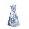 Robe hawaïenne à poches et motif feuilles tropicales, bretelles spaghetti, coupe trapèze, longue, débardeur de plage - Bleu clair XXL | US 14