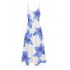 Robe de vacances à motif floral Lily avec poches et bretelles spaghetti, coupe trapèze, longue et décontractée - Bleu Ciel XXL | US 14