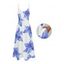 Robe de vacances à motif floral Lily avec poches et bretelles spaghetti, coupe trapèze, longue et décontractée - Bleu Ciel XXL | US 14