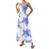 Robe de vacances à motif floral Lily avec poches et bretelles spaghetti, coupe trapèze, longue et décontractée - Bleu Ciel XXL | US 14