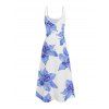 Robe de vacances à motif floral Lily avec poches et bretelles spaghetti, coupe trapèze, longue et décontractée - Bleu Ciel XXL | US 14