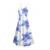 Robe de vacances à motif floral Lily avec poches et bretelles spaghetti, coupe trapèze, longue et décontractée - Bleu Ciel XXL | US 14