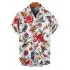 Chemise de plage à manches courtes et boutons pour homme, motif coquillage, poulpe, étoile de mer, vie marine - Rouge 5XL