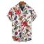 Chemise de plage à manches courtes et boutons pour homme, motif coquillage, poulpe, étoile de mer, vie marine - Rouge 5XL