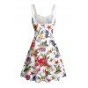 Robe de vacances à imprimé coquillage, poulpe, étoile de mer, buste froncé, ceinture, décolleté en cœur, mini robe de plage trapèze - Rouge XXXXXL | US 20