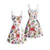 Robe de vacances à imprimé coquillage, poulpe, étoile de mer, buste froncé, ceinture, décolleté en cœur, mini robe de plage trapèze - Rouge XXXXXL | US 20