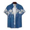 Chemise hawaïenne à manches courtes et boutons, motif cocotier, pour homme - Bleu profond 5XL