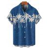 Chemise hawaïenne à manches courtes et boutons, motif cocotier, pour homme - Bleu profond 5XL