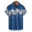 Chemise hawaïenne à manches courtes et boutons, motif cocotier, pour homme - Bleu profond 5XL