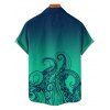 Vacation Couple Outfit Ombre Octopus Pattern Ruched Bust Belt Sweetheart Neck Dress and Button Up Shirt Drawstring Shorts Beach Matching Outfit - Vert profond S | US 4