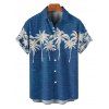 Vacation Couple Outfit Coconut Tree Pattern Ruched Bust Belt Sweetheart Neck A Line Mini Dress and Button Up Shirt Hawaii Matching Outfit - Bleu profond S | US 4