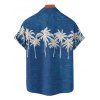 Vacation Couple Outfit Coconut Tree Pattern Ruched Bust Belt Sweetheart Neck A Line Mini Dress and Button Up Shirt Hawaii Matching Outfit - Bleu profond S | US 4