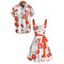 Vacation Couple Outfit Leaf Flower Pattern Ruched Bust Belt Sweetheart Neck A Line Mini Dress and Button Up Shirt Casual Matching Outfit - Rouge S | US 4