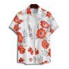 Vacation Couple Outfit Leaf Flower Pattern Ruched Bust Belt Sweetheart Neck A Line Mini Dress and Button Up Shirt Casual Matching Outfit - Rouge S | US 4