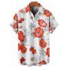 Vacation Couple Outfit Leaf Flower Pattern Ruched Bust Belt Sweetheart Neck A Line Mini Dress and Button Up Shirt Casual Matching Outfit - Rouge S | US 4