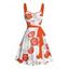 Robe de vacances à motif de feuilles et de fleurs, buste froncé, ceinture, col en cœur, robe trapèze mini décontractée - Rouge XXXXXL | US 20