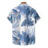 Hawaii Couple Outfit Tropical Leaf Pattern Pocket Spaghetti Strap A Line Long Tank Dress and Button Up Shirt Beach Matching Outfit - Bleu clair S | US 4