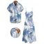 Hawaii Couple Outfit Tropical Leaf Pattern Pocket Spaghetti Strap A Line Long Tank Dress and Button Up Shirt Beach Matching Outfit - Bleu clair S | US 4