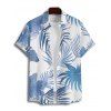 Hawaii Couple Outfit Tropical Leaf Pattern Pocket Spaghetti Strap A Line Long Tank Dress and Button Up Shirt Beach Matching Outfit - Bleu clair S | US 4