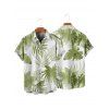 Hawaii Couple Outfit Tropical Leaf Pattern Pocket Spaghetti Strap A Line Long Tank Dress and Button Up Shirt Beach Matching Outfit - Vert clair S | US 4