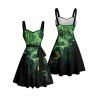 Vacation Couple Outfit Glitter Octopus Pattern Ruched Bust Belt Sweetheart Neck A Line Mini Dress and Button Up Shirt Beach Matching Outfit - Vert S | US 4