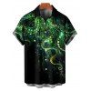 Vacation Couple Outfit Glitter Octopus Pattern Ruched Bust Belt Sweetheart Neck A Line Mini Dress and Button Up Shirt Beach Matching Outfit - Vert S | US 4