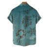 Vacation Couple Outfit Octopus Pattern Ruched Bust Belt Sweetheart Neck A Line Mini Dress and Button Up Shirt Beach Matching Outfit - Vert profond S | US 4