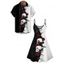 Gothic Couple Outfit Monochrome Rose Skulls Pattern Spaghetti Strap Tank Dress and Button Up Shirt Holiday Matching Outfit - Noir S | US 4