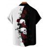 Gothic Couple Outfit Monochrome Rose Skulls Pattern Spaghetti Strap Tank Dress and Button Up Shirt Holiday Matching Outfit - Noir S | US 4