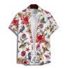 Vacation Couple Outfit Allover Marine Life Shell Octopus Starfish Pattern Ruched Bust Belt Dress and Button Up Shirt Beach Matching Outfit - Rouge S | US 4