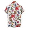 Vacation Couple Outfit Allover Marine Life Shell Octopus Starfish Pattern Ruched Bust Belt Dress and Button Up Shirt Beach Matching Outfit - Rouge S | US 4